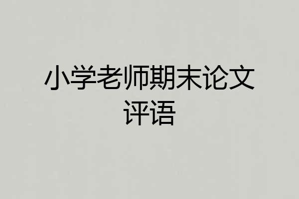 小学老师期末论文评语