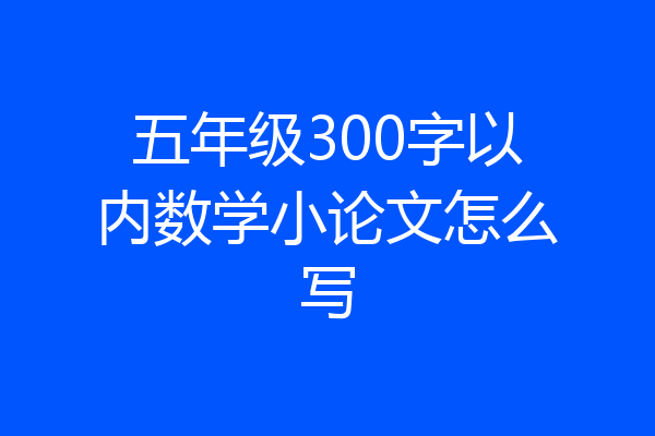 五年级300字以内数学小论文怎么写