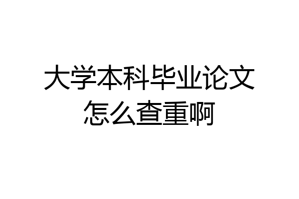 大学本科毕业论文怎么查重啊