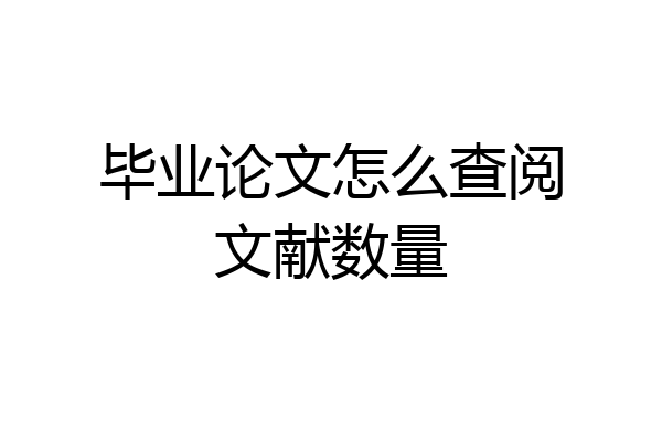 毕业论文怎么查阅文献数量