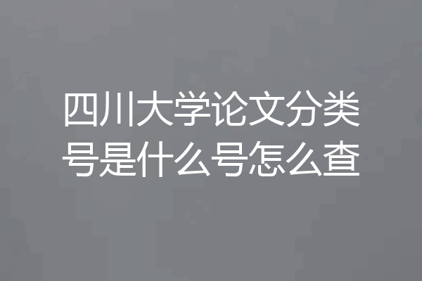 四川大学论文分类号是什么号怎么查