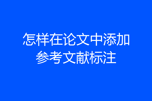 怎样在论文中添加参考文献标注