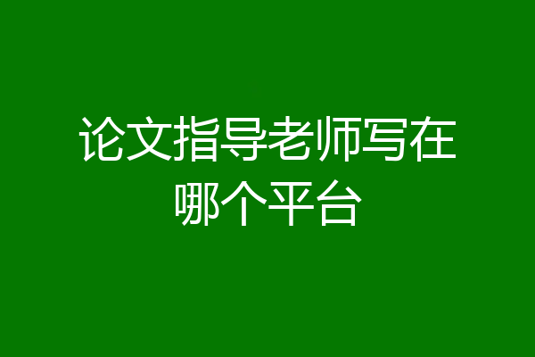 论文指导老师写在哪个平台