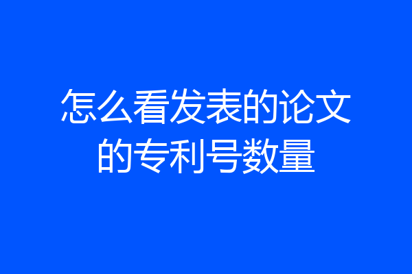 怎么看发表的论文的专利号数量
