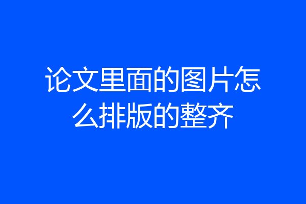 论文里面的图片怎么排版的整齐