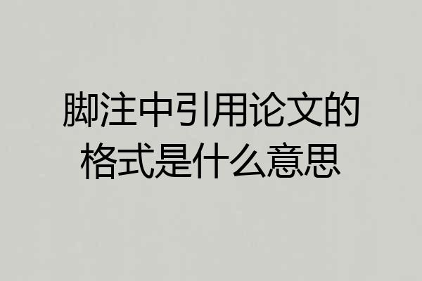 脚注中引用论文的格式是什么意思