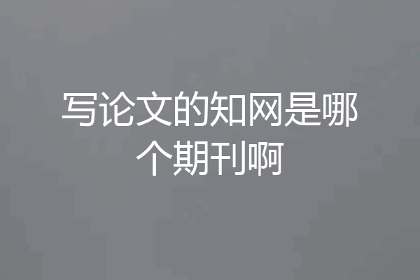 写论文的知网是哪个期刊啊