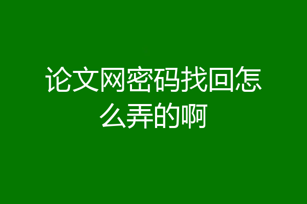 论文网密码找回怎么弄的啊