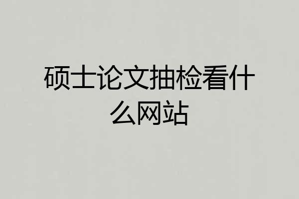 硕士论文抽检看什么网站
