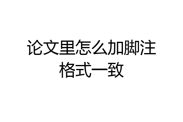 论文里怎么加脚注格式一致