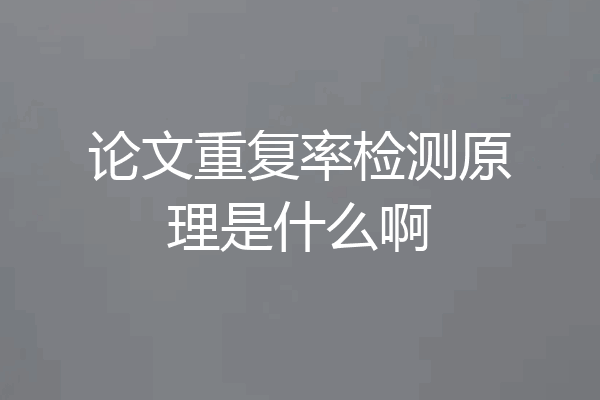 论文重复率检测原理是什么啊