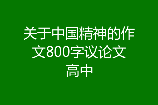 关于中国精神的作文800字议论文高中