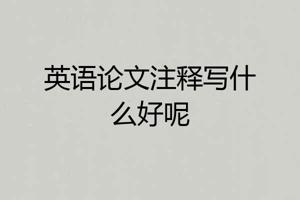 英语论文注释写什么好呢