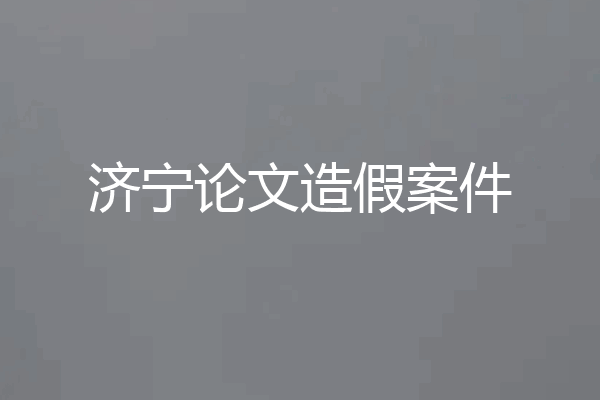 济宁论文造假案件
