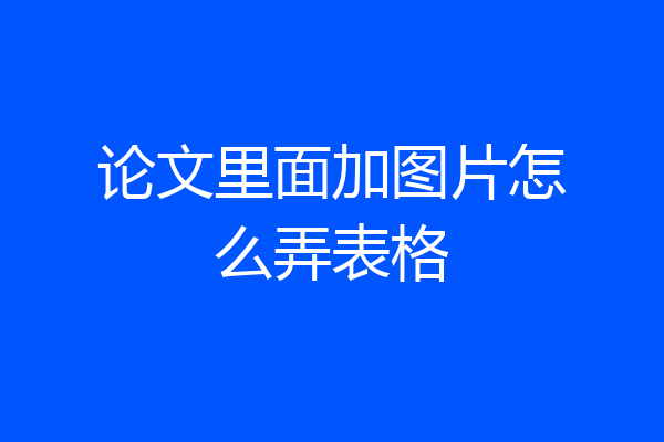 论文里面加图片怎么弄表格
