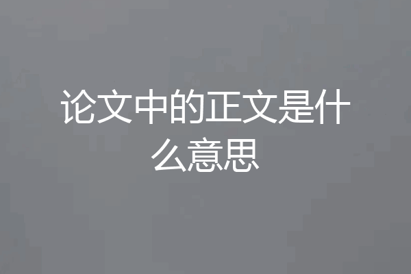 论文中的正文是什么意思