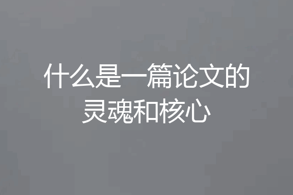 什么是一篇论文的灵魂和核心