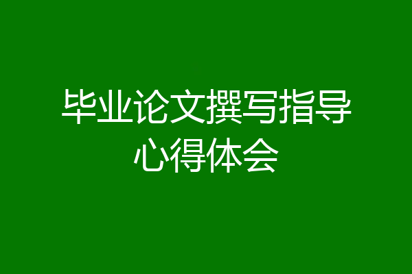 毕业论文撰写指导心得体会