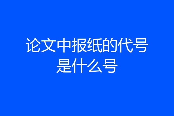 论文中报纸的代号是什么号