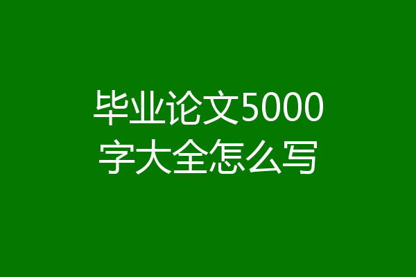 毕业论文5000字大全怎么写