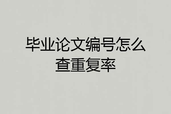 毕业论文编号怎么查重复率