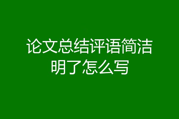 论文总结评语简洁明了怎么写