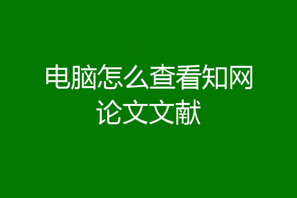 电脑怎么查看知网论文文献