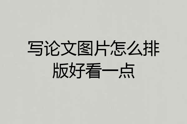 写论文图片怎么排版好看一点