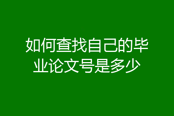 如何查找自己的毕业论文号是多少