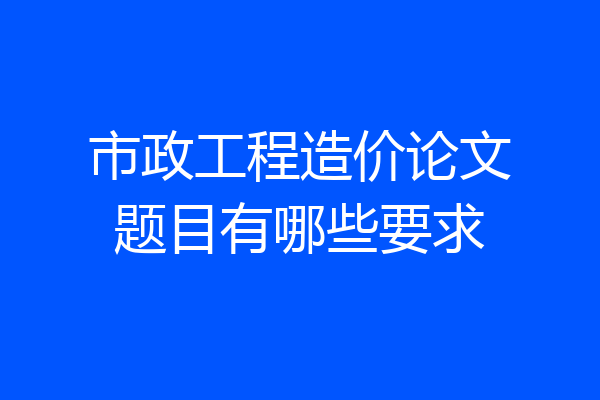 市政工程造价论文题目有哪些要求