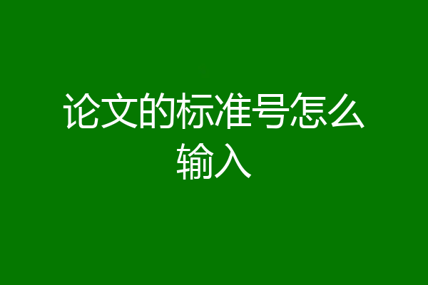 论文的标准号怎么输入