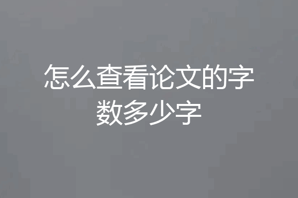 怎么查看论文的字数多少字