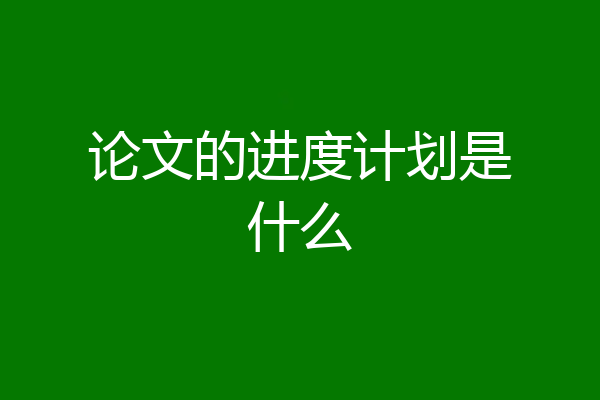 论文的进度计划是什么