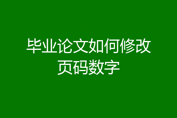 毕业论文如何修改页码数字