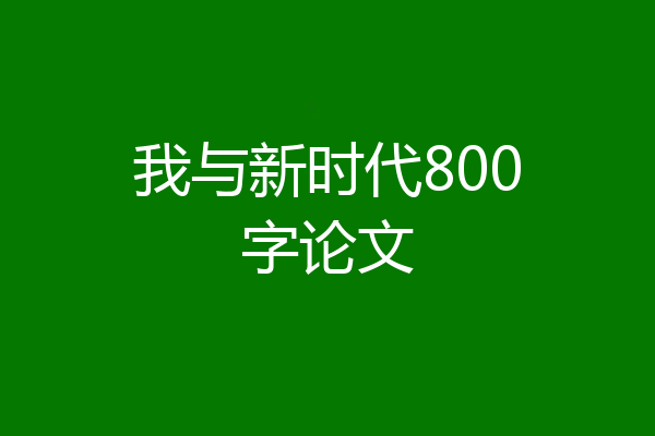 我与新时代800字论文