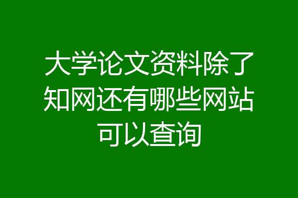 大学论文资料除了知网还有哪些网站可以查询