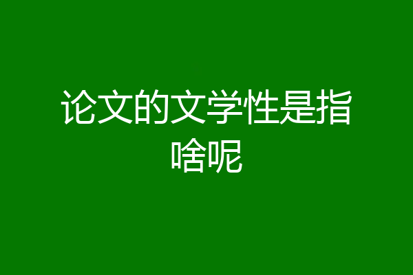 论文的文学性是指啥呢
