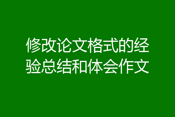 修改论文格式的经验总结和体会作文
