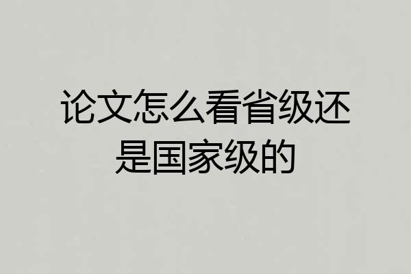 论文怎么看省级还是国家级的