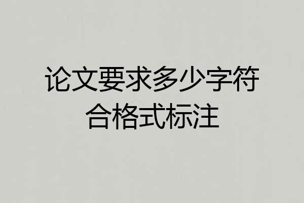 论文要求多少字符合格式标注