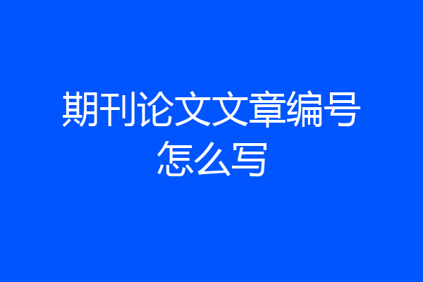 期刊论文文章编号怎么写