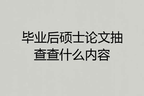 毕业后硕士论文抽查查什么内容