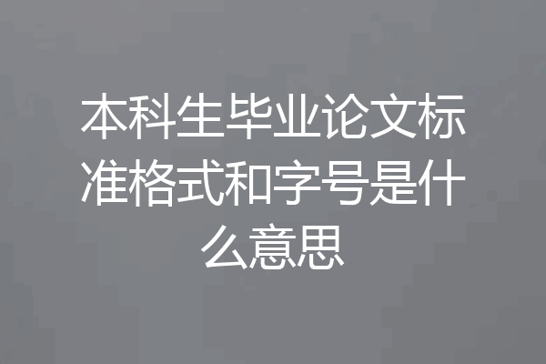 本科生毕业论文标准格式和字号是什么意思