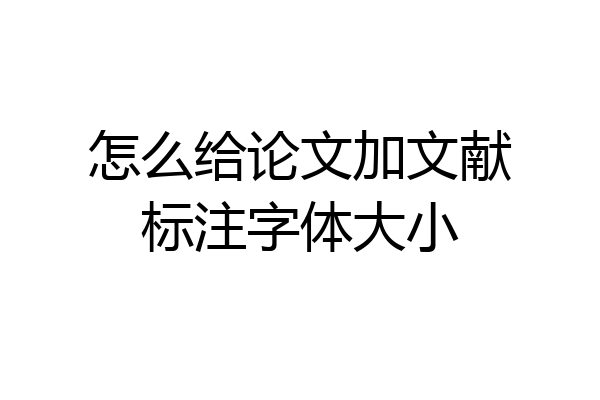 怎么给论文加文献标注字体大小