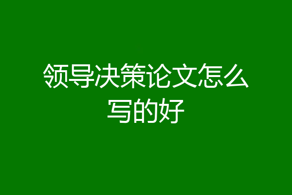 领导决策论文怎么写的好