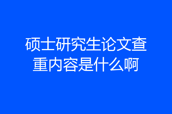 硕士研究生论文查重内容是什么啊