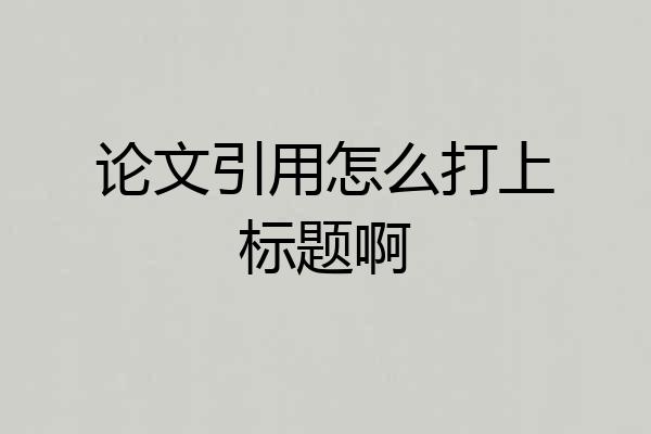 论文引用怎么打上标题啊