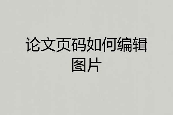 论文页码如何编辑图片