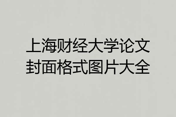 上海财经大学论文封面格式图片大全