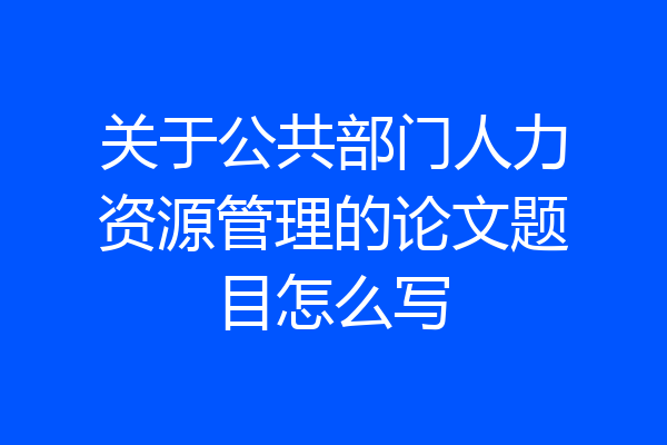 关于公共部门人力资源管理的论文题目怎么写